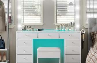Makeup Vanity Desk with RGB Lights and Large 47.2’’