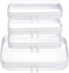 4 pcs Clear Zipper Pouches,Hard Shell Zipper Case,