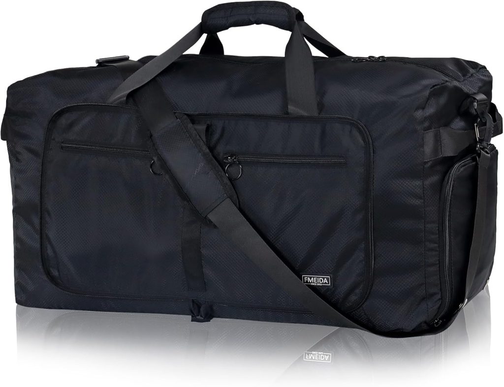 Fmeida 65L Duffle Bag with Shoes Compartment, Foldable