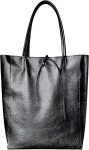Italian Metallic Calf Leather Tote Bag for Women with