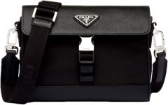 Prada Unisex Nero Black Re-Nylon Saffiano Silver