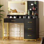 COMHOMA Vanity Desk with Mirror and Lights, Makeup