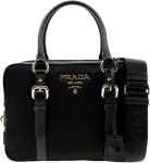Prada Black Nylon Saffiano Satchel Shoulder Bag