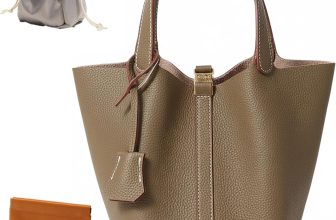 Genuine Leather Lock Design Bucket Bag Vegetable