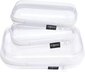 YQBRAO 3 Pack Clear Hard Shell Zipper Case, 1.2mm Heavy