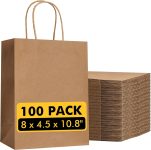 RACETOP Brown Paper Bags with Handles Bulk 100Pcs
