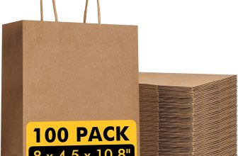 RACETOP Brown Paper Bags with Handles Bulk 100Pcs