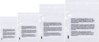 Poly Bags with Suffocation Warning 4x6", 5x7", 6x9",