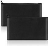 2 Pack Money Bags with Zipper, 11x6.1 Inch PU Leather