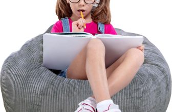 Classic Bean Bag Chair, with Faux Rabbit Fur Cover for