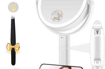 MOMOKUBA Makeup Mirror with Lights, Double Sided 1x/20x