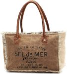 Sel de Mer Canvas Tote Bag for Women with Leather