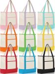 Sanwuta 9 Pcs Canvas Tote Bags Bulk with Outer Pocket