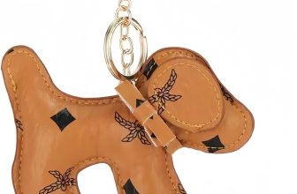 QTMY Cute Leather Puppy Keychain Keyring for