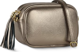Italian Genuine Metallic Leather Crossbody Bag for