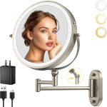 IMIKONA 9" Wall Mounted Lighted Makeup Mirror,4000mAh