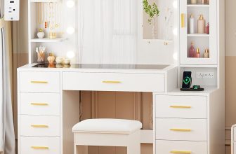 ANWBROAD 49.2" Large Vanity Desk with Mirror and Lights