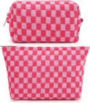 SOIDRAM 2 Pieces Makeup Bag Large Checkered Cosmetic