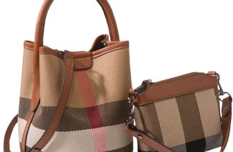 Tote Bag for Women, Leather Plaid Bucket Shoulder Bag