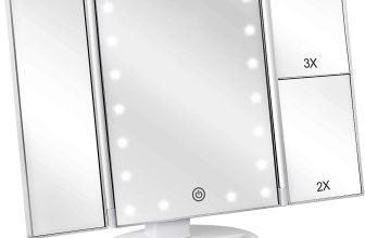 deweisn Floor Mount Tri-Fold Lighted Vanity Mirror with