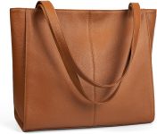 befen Genuine Leather Zipper Tote Bag for Women Work