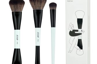 Jessup Face Makeup Brushes Blue 3pcs Double Ended