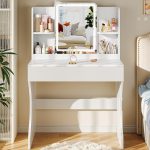 Driftalia Small Vanity Desk with Mirror and Lights,