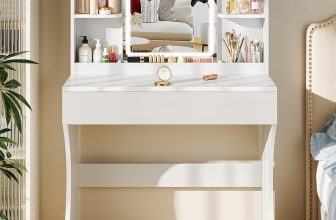 Driftalia Small Vanity Desk with Mirror and Lights,