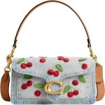 COACH Cherry Embroidered Denim Tabby Shoulder Bag 26