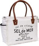 Sel de Mer Canvas Tote Bag for Women with Leather