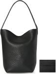 Genuine Leather Bucket Bag with Credit Card Holder