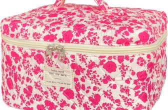 Rose Red Large Quilted Floral Makeup Bag Cute Soft