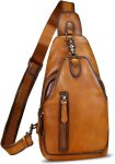 LRTO Genuine Leather Sling Bag for Men and Women Real