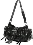 MakeMeChic Women's Rivet Shoulder Bag PU Leather Buckle