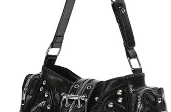 MakeMeChic Women's Rivet Shoulder Bag PU Leather Buckle