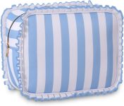 Stripe Ruffle Makeup Bag,Large Travel Cute Cosmetic Bag