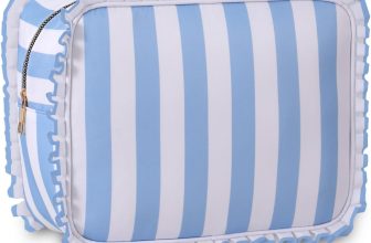 Stripe Ruffle Makeup Bag,Large Travel Cute Cosmetic Bag