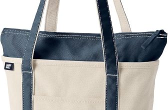 Lands' End Zip Top Long Handle Canvas Tote Bag