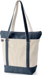 Lands' End Zip Top Long Handle Canvas Tote Bag