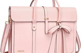 MOSISO Laptop Bag for Women, 15-15.6 inch PU Leather