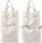 Segarty 6 Packs Canvas Tote Bag with Zipper, 16x13 inch