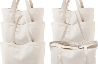 Segarty 6 Packs Canvas Tote Bag with Zipper, 16x13 inch