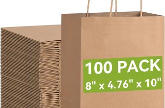 Brothersbox Brown Gift Bags with Handles 100PCS, 8 *