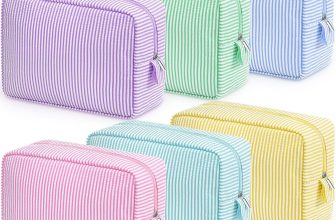Sanwuta 6 Pcs Seersucker Cosmetic Bag Bulk Pinstripe