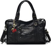 Crossbody Bag for Women,Large Vintage Washed Leather