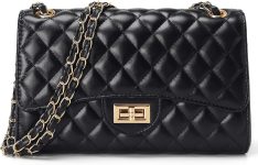 Quilted Leather Crossbody Bags for Women Trendy Ladies