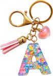 Initial letter Keychains for Girls Women Tassel Heart