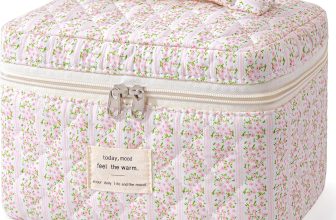 HBselect Large Quilted Makeup Bag, Cute Cotton Travel