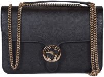 Gucci Women's Black Leather 510304 Interlocking GG