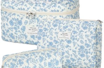 senbowe Floral Makeup Bag, 3 Pack Large Cotton Quilted